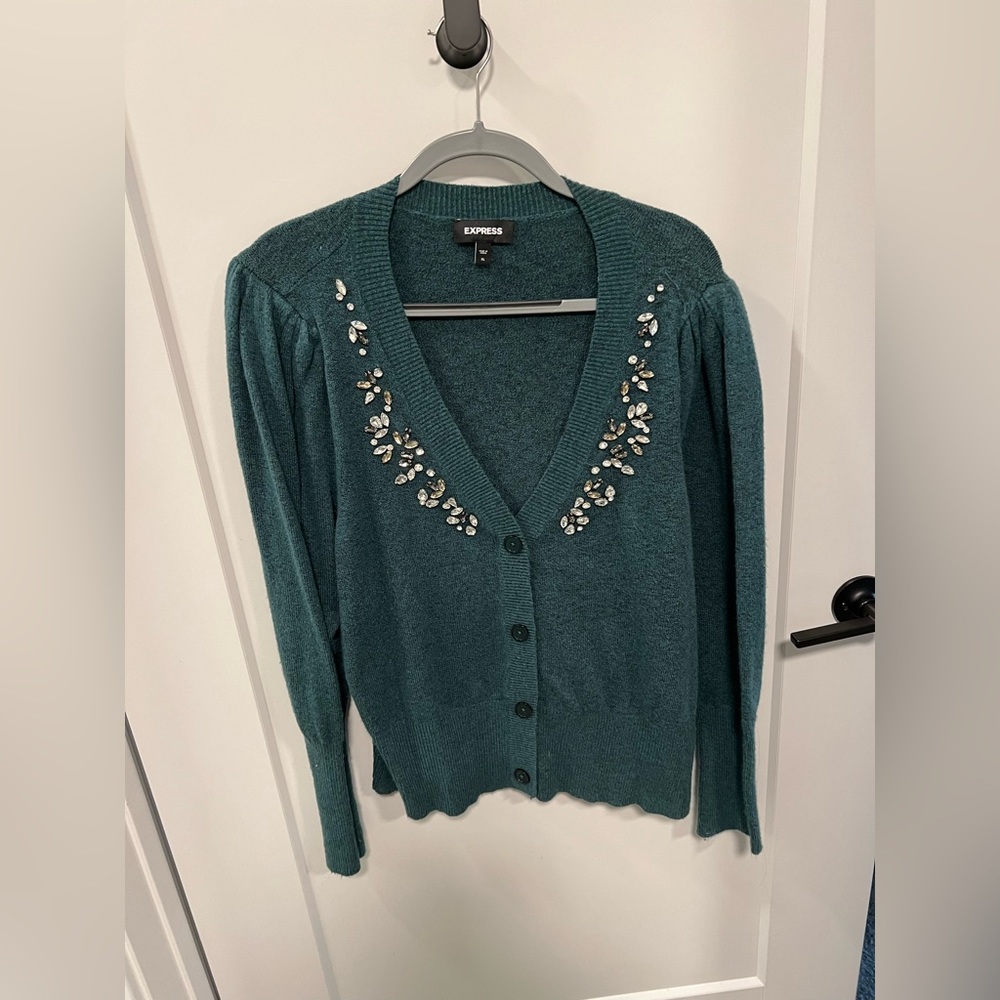 Express Green Jewel Cardigan